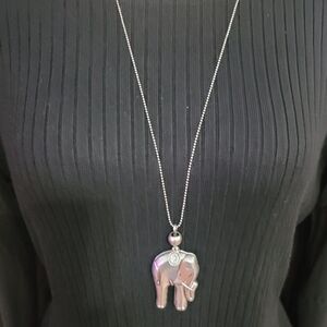 Vintage Statement Piece Silver Elephant Pendant Necklace